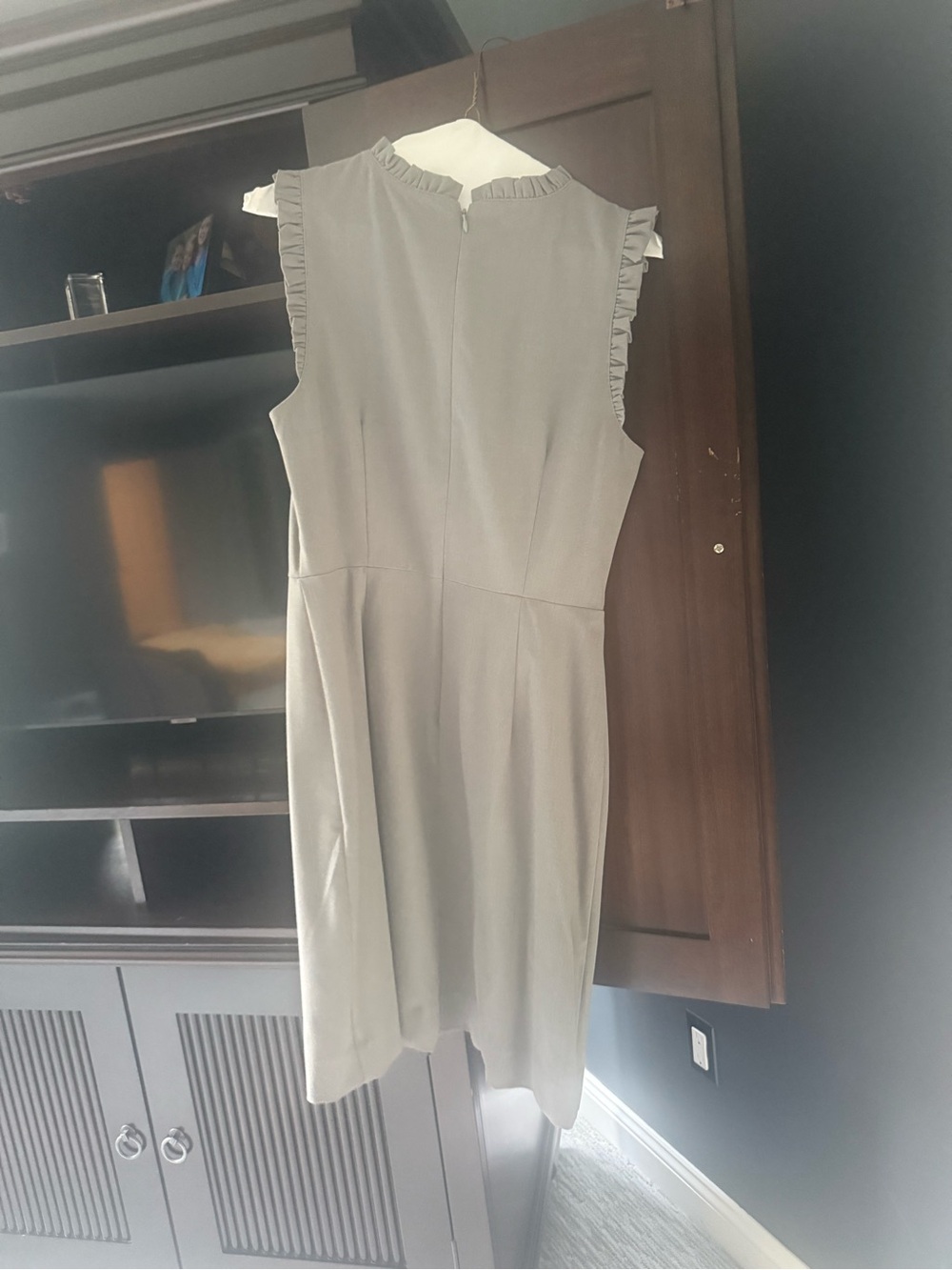 J. Crew Sleeveless Ruffle-Trim Mini Dress in Gray